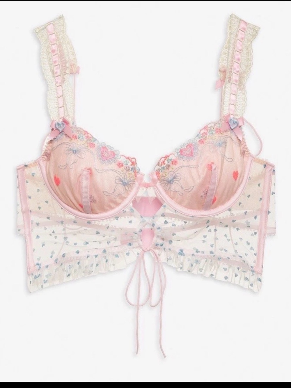 For Love & Lemons Gabriella Long Line Bra Top | Sweetheart Pink | S DD | NWT